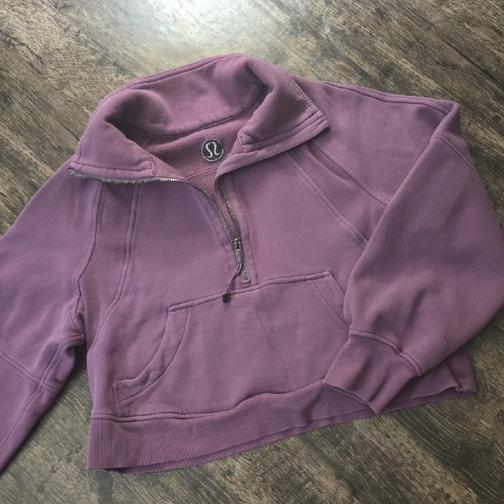 LULULEMON Athletica Mauve Cowl Neck Sweatshirt Scuba Oversized Half Zip Sz XXS